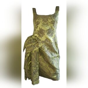 ❤️BUY2️⃣GET1️⃣♧$4,900 OSCAR DE LA RENTA GREEN TAFFETA SILK BOW RUNWAY DRESS 10